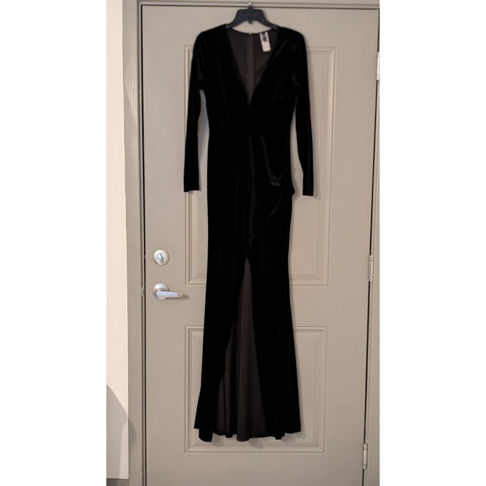 Women's Windsor Black Velvet Long Sleeve Maxi Dress M - Picture 4 of 16